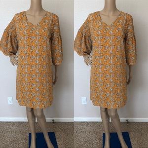 New Womens mustard floral top shirt tress bell sleeves